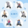 Qaba 6 in 1 Tricycle for Toddler 1-5 Years with Parent-Push Handle, Grey