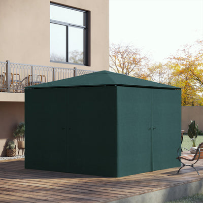 Gazebo Curtains, 10' x 10' Universal Replacement Privacy Curtain, 4-Panels Sidewall with Hooks/C-Rings, Slate Grey
