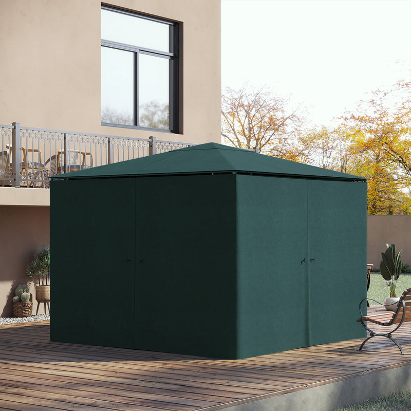 Gazebo Curtains, 10' x 10' Universal Replacement Privacy Curtain, 4-Panels Sidewall with Hooks/C-Rings, Slate Grey