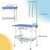 Dog Grooming Table w/ Adjustable Arm, Mesh Tray,  Two Nooses, Rubber Surface, 35