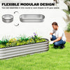 Galvanized Raised Garden Bed, 6 x 2 x 1 ft Modular Metal Garden Beds with Rubber Strip Edging, Silver