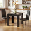Dining Table Set for 2, Square Kitchen Table and Chairs, Dining Room Table and PU Leather Upholstered Chairs, Black