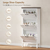 Shoe Cabinet with 3 Flip Drawers, Farmhouse Narrow Shoe Storage Cabinet with Adjustable Shelves, White