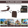 Outdoor Lounge Chair, Adjustable Folding Chaise Lounge,  Tanning Chair with Sun Shade for Beach, Camping, Hiking, Backyard, Brown