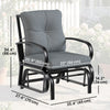 Patio Glider, Outdoor Glider Chair with Cushions, Steel Frame, Curved Armrests, Light Grey