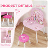 Qaba Kids Dressing Table with Mirror and Stool, Girls Vanity Set for Bedroom, Nursery, for Ages 3-6, Pink