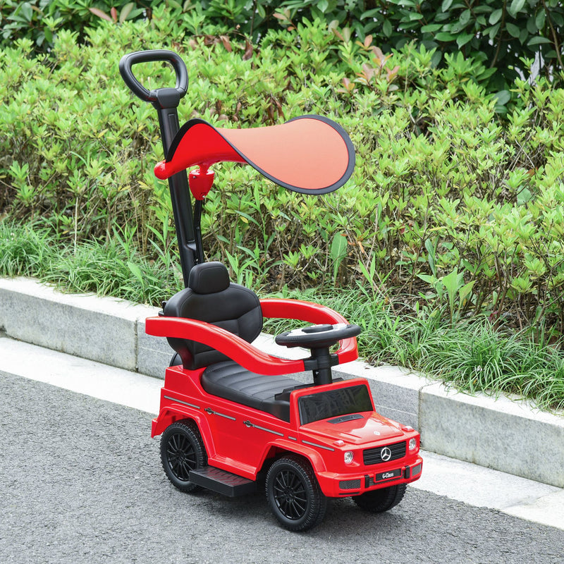 Mercedes-Benz G350 Licensed Push Car, 3-in-1 Toddler Sliding Car with Horn, Steering, Foot Rest, Seat Storage, Red