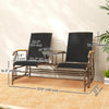 Outdoor 2-Person Glider Bench, Outside Swing Glider Chair Loveseat with Breathable Mesh, Table, Steel Frame