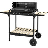 Charcoal Barbecue Grill with Adjustable Grill Height, Portable BBQ Trolley with Ash Catcher and Wheels, Black
