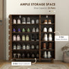 Shoe Cabinet, 21 Pair Shoe Storage Cabinet Organizer with 5-tier Double Door Cupboard and 5-tier Open Shelves, Brown