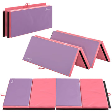 Soozier 4'x6'x2'' Folding Gymnastics Tumbling Mat, Exercise Mat with Carrying Handles for Yoga, MMA, Martial Arts, Stretching, Core Workouts