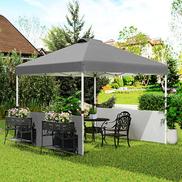 10' x 10' Pop Up Canopy Tent with 2 Half Sidewalls, UV50+ Height Adjustable Instant Sun Shelter, Dark Grey