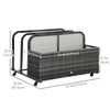Rolling Pool Storage Rattan Patio Furniture Outdoor Storage Wicker Organizer for Floats, Paddles, Balls, Towels, Grey