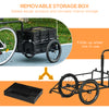 Steel Trailer for Bike, Bicycle Cargo Trailer with Foldable Storage Box and Safe Reflectors, Max Load 88LBS, Black
