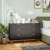 Modern Chest of Drawers 4 Drawer Dresser for Bedroom with Gold Legs and Handles, Black