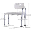 6-Level Adjustable Bath and Shower Transfer Bench Aluminum Chair with Non-Slip Feet, Armrest & Backrest White