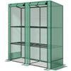 Lean-to Greenhouse with 3 Tier Shelves, Mini Greenhouse with 2 Roll-Up Doors for Indoor Outdoor, Green