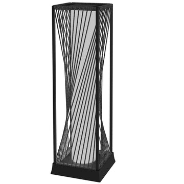 Rattan Solar Floor Lamp, Decorative Outdoor Lamp with Auto On/Off LED Lights, IP44 for Patio, Porch, Pathway, Grey
