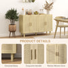 Boho Sideboard Buffet Cabinet, Storage Cabinet with 4 Rattan Doors and Adjustable Shelves, Natural