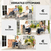 5 Piece Patio Furniture Set, Wicker Patio Chairs with Ottomans, 2-Tier Glass Coffee Table and Cushions, Grey/Dark Grey
