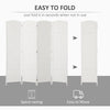 6ft Folding Room Divider, 4 Panel Wall Partition with Wooden Frame for Bedroom, Home Office, White