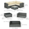 3 Pieces Rattan Wicker Outdoor Conversation Furniture Set w/ Loveseats Coffee Table Cushions for Garden, Patio