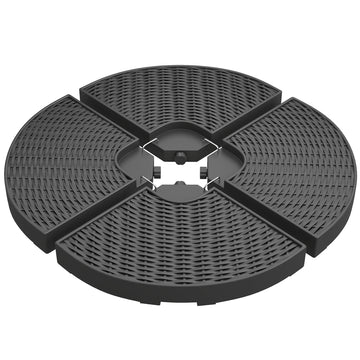 4PCs Cantilever Umbrella Base Weights for Offset Banana Parasol, Wicker Effect HDPE Water or Sand Filled Patio Umbrella Weights with Built-in Handles, Black