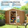 8' x 6' Outdoor Storage Shed, Metal Garden Tool Storage House with Lockable Sliding Doors and Vents for Backyard Patio Lawn, Brown