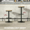 Wood Barstools Set of 2, Swivel Bar Stools with Adjustable Height for Kitchen Counter, Natural Wood and Black