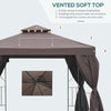 10' x 10' Patio Gazebo Outdoor, Canopy Shelter with Double-tier Roof, Pavilion Sidewalls for Garden Events
