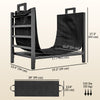 Outdoor Firewood Rack with Log Carrier, Heavy Duty Steel Wood Log Storage Stacker for Fireplace, Black