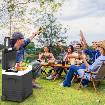 12 Volt Car Fridge Refrigerator, 42 Quart Portable Electric Cooler, 12V/24V DC & 100-240V AC, -4℉-68℉, Black