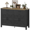 Side Cabinet, Farmhouse Kitchen Storage Cabinet w/ 2 Drawers and Shelves for Living Room, Entryway, Black