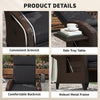 Wicker Recliner Chair with Adjustable Backrest and Footrest, Washable Cushion, Side Tray, Black