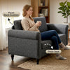 Vintage Loveseat, Upholstered Love Seat Furniture, Chenille-feel Fabric 2 Seater Sofa Couch with Rolled Arms, Gourd-Shaped Rubber Wood Legs for Living Room