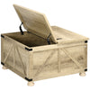 Farmhouse Coffee Table, Square Center Table with Flip-top Lids, Hidden Storage Compartment and Wooden Legs