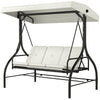 Convertible Patio Swing Bed with Canopy and Cushions, 3 Seater Porch Swing for Outdoor, Backyard, Garden