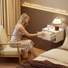 Set of 2 Wall Mounted Bedside Tables, Floating Nightstands with Fluted Drawer and Open Shelf for Bedroom, White
