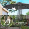 10' x 8' Round Market Umbrella, Patio Umbrella with Crank Handle and Tilt, Outdoor Parasol for Garden, Bench, Lawn, Grey