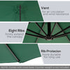 9.7ft Offset Patio UmbrellaCantilever Parasol with Crank Handle, 8 Ribs and Cross Base for Outdoor, Sun Shade, Green