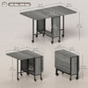 Folding Dining Table, Extendable Kitchen Table for Small Spaces with Storage Shelf and 6 Wheels, Distressed Grey