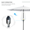 10' x 8' Patio Umbrella, Round Market Umbrella with Crank Handle and Tilt, Outdoor Parasol for Garden, Bench, White