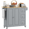 Kitchen Island on Wheels, Kitchen Cart with Drop Leaf, Drawers