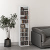Media Storage Cabinet, 9-Tier Tall Narrow DVD Shelf with 6 Adjustable Shelves, White