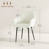 Dining Chairs Set of 2, Velvet-look Fabric Upholstered Kitchen Chairs with Backrest, Armrests and Steel Legs, Cream White