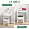 Modern Vanity Set with Makeup Table and Cushioned Stool, Dressing Table with Flip Top and Mirror for Bedroom, White