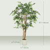 5FT Artificial Banyan Tree Set of 2, Fake Potted Tree with Solid Wood Trunk and Pot for Indoor