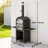 Outdoor Wood Fired Pizza Oven with Side Shelves and Open Cabinet, Pizza Maker on Wheels with Thermometer, Stone, Peel