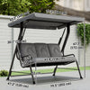 3-Person Porch Swing Chair, Patio Swing Bench with Adjustable Canopy, Removable Thicken Cushion and Weather Resistant Steel Frame for Outdoor, Garden, Poolside, Light Grey
