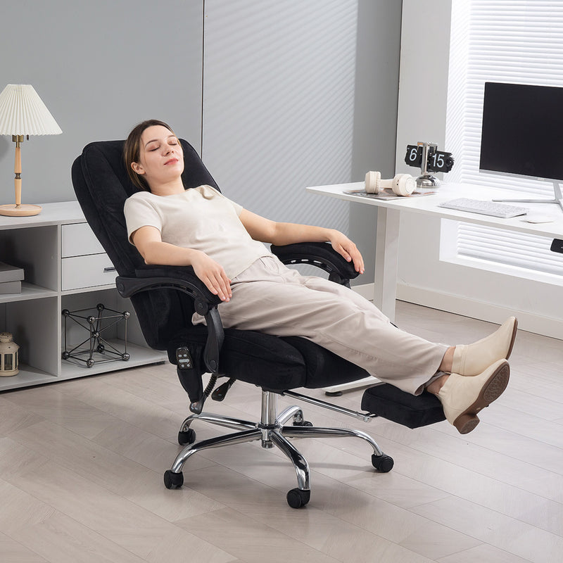 Massage Office Chair, Reclining Computer Chair with Adjustable Height and Footrest, Grey
